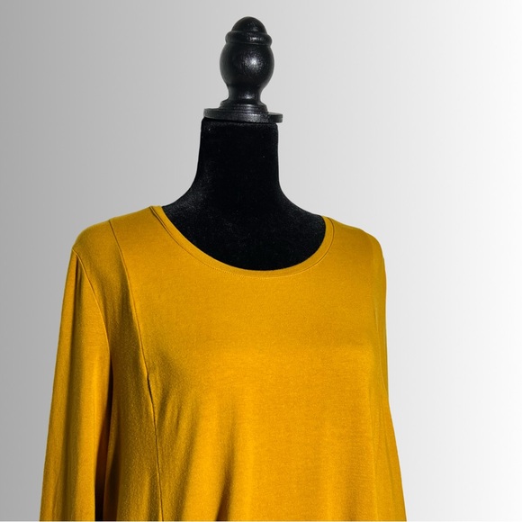 Isaac Mizrahi Live Mustard Yellow 3/4 Sleeve Tunic With Pockets, Cotton/Modal Lg - Picture 4 of 10